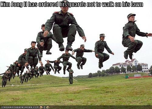 Kim Jong Il has ordered his guards not to walk on his lawn