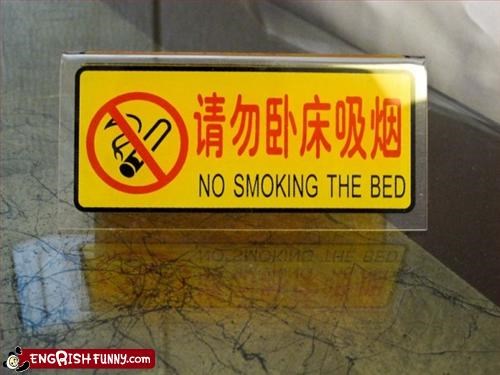I heard of stealing towels, but smoking the bed?