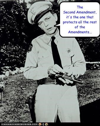The 
Second Amendment, it's the one that protects all the rest of the Amendments...