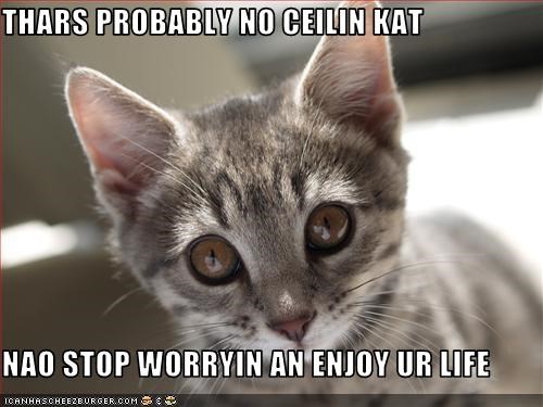 THARS PROBABLY NO CEILIN KAT   NAO STOP WORRYIN AN ENJOY UR LIFE