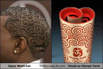Kanye Wests hair Totally Looks Like Clouds on Olympic Torch