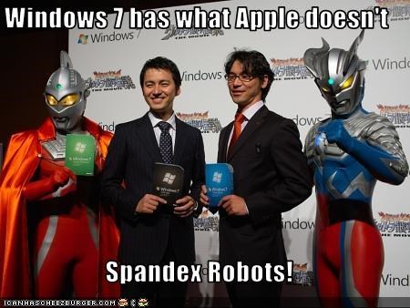 Windows 7 has what Apple doesn't  Spandex Robots!