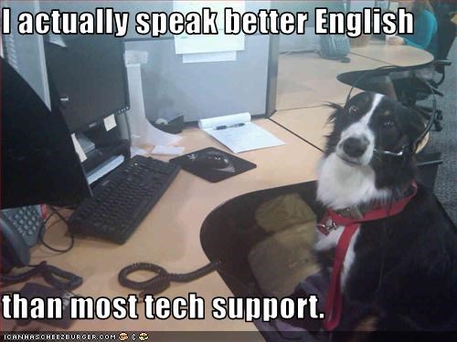 I actually speak better English  than most tech support.