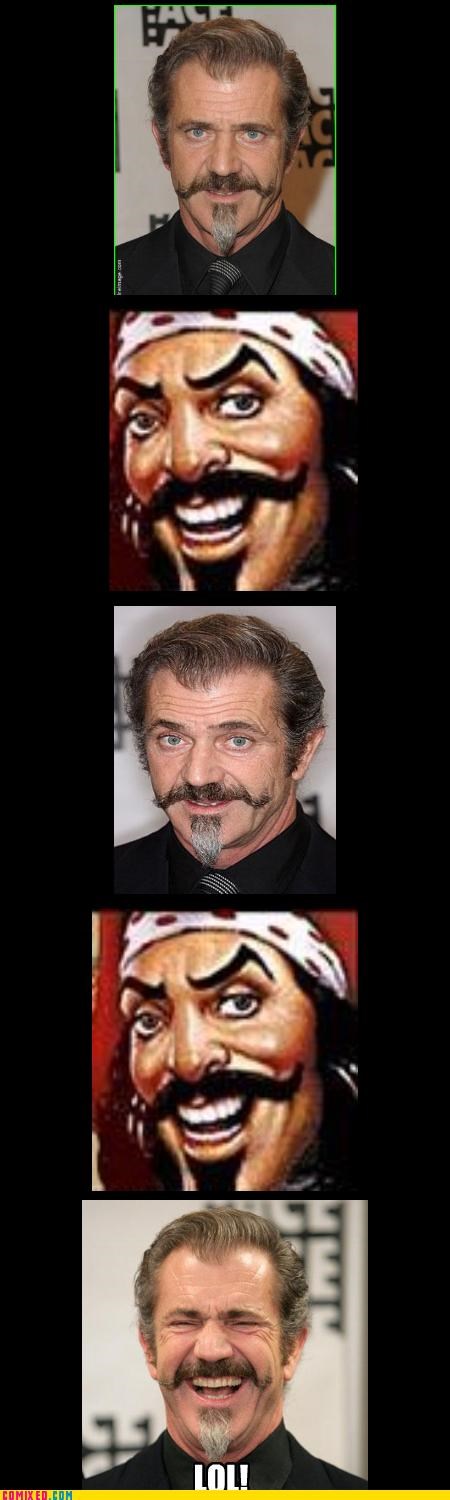 Mel Gibson v.s. Capt. Morgan Staredown!