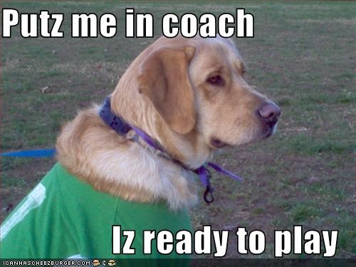 Putz me in coach  Iz ready to play