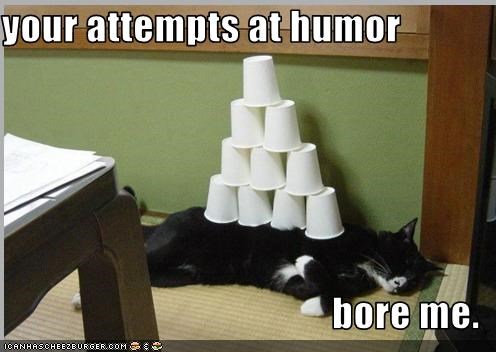 your attempts at humor  bore me.