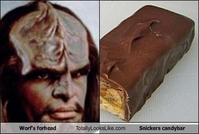 Worf's forhead Totally Looks Like Snickers candybar