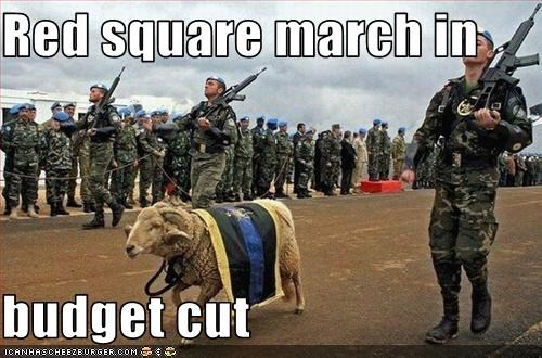 Red square march in  budget cut