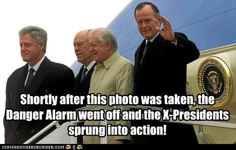 Shortly after this photo was taken, the Danger Alarm went off and the X-Presidents sprung into action!