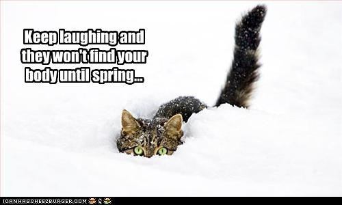 Keep laughing and they won't find your body until spring...