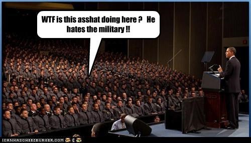 WTF is this asshat doing here ?   He hates the military !!