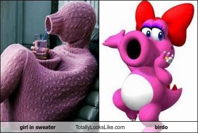 girl in sweater Totally Looks Like birdo