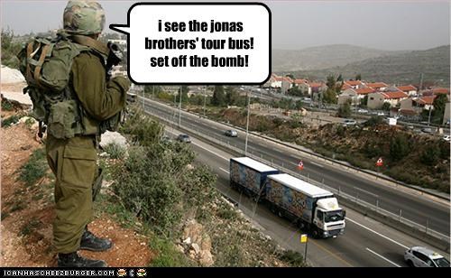 i see the jonas brothers' tour bus! set off the bomb!
