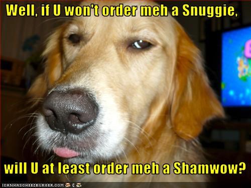 Well, if U won't order meh a Snuggie,   will U at least order meh a Shamwow?