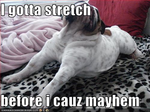 I gotta stretch  before i cauz mayhem