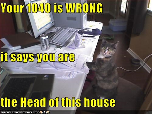 Your 1040 is WRONG it says you are the Head of this house