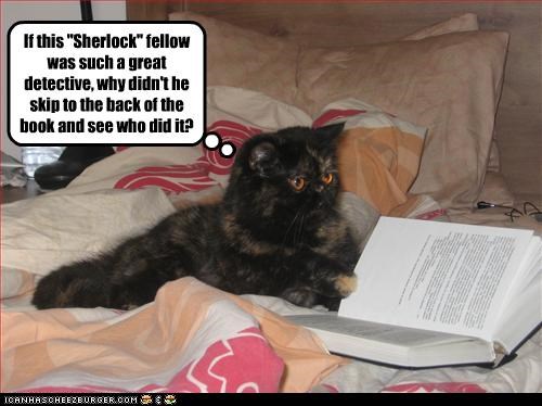 If this "Sherlock" fellow was such a great detective, why didn't he skip to the back of the book and see who did it?