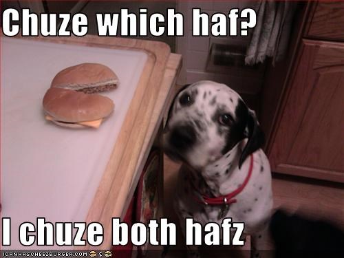 Chuze which haf?  I chuze both hafz
