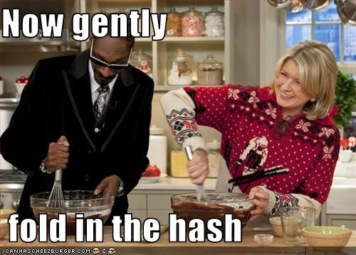 Now gently   fold in the hash