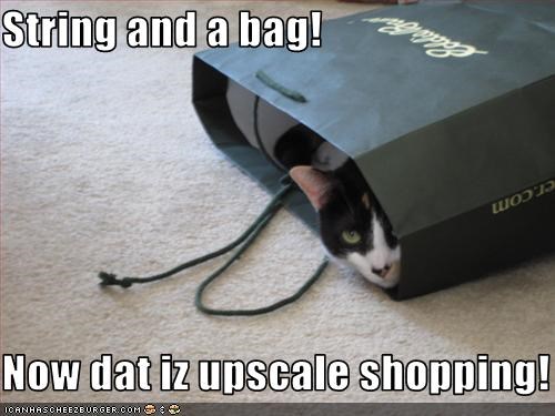 String and a bag!  Now dat iz upscale shopping!