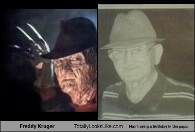 Freddy Kruger Totally Looks Like Man having a birthday in the paper