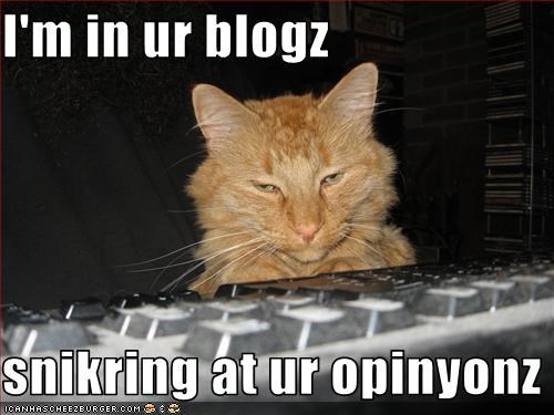 I'm in ur blogz  snikring at ur opinyonz