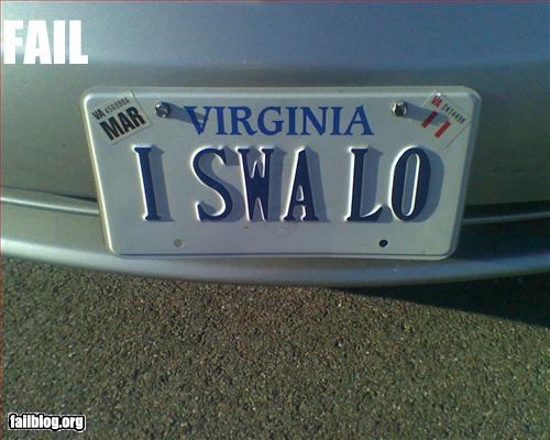 License plate fail
