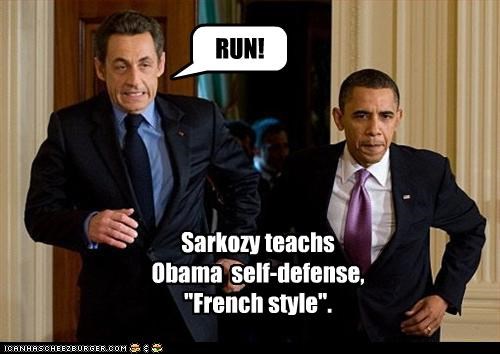 Sarkozy teachs Obama  self-defense, "French style".