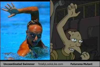 Uncoordinated Swimmer Totally Looks Like Futurama Mutant