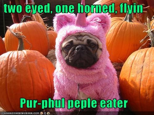 two eyed, one horned, flyin  Pur-phul peple eater