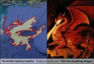 This Oil Slick Trajectory Projection Totally Looks Like This Fire-breathing Dragon