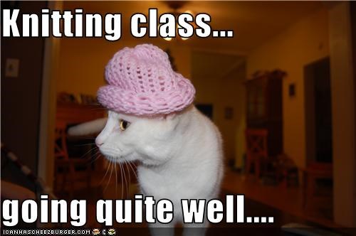 Knitting class...  going quite well....