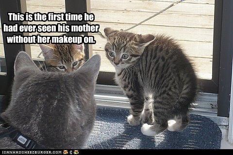 This is the first time he had ever seen his mother without her makeup on.