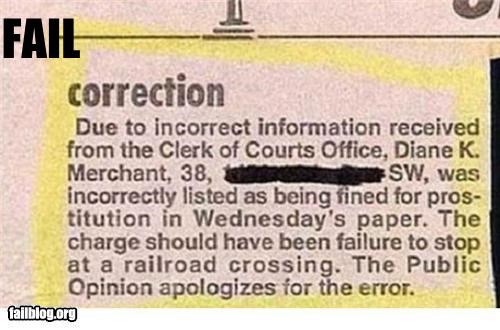 Newspaper Fail
