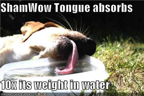 ShamWow Tongue absorbs  10x its weight in water