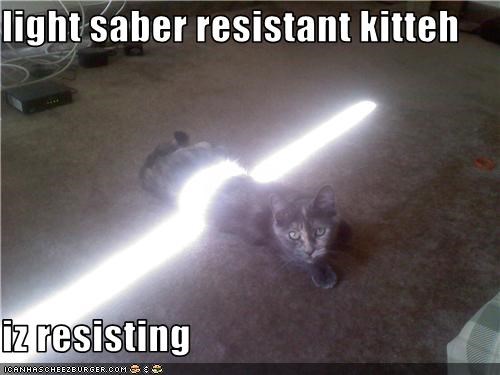 light saber resistant kitteh  iz resisting
