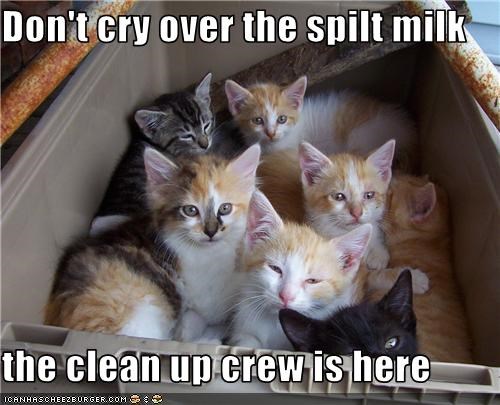 Don't cry over the spilt milk  the clean up crew is here