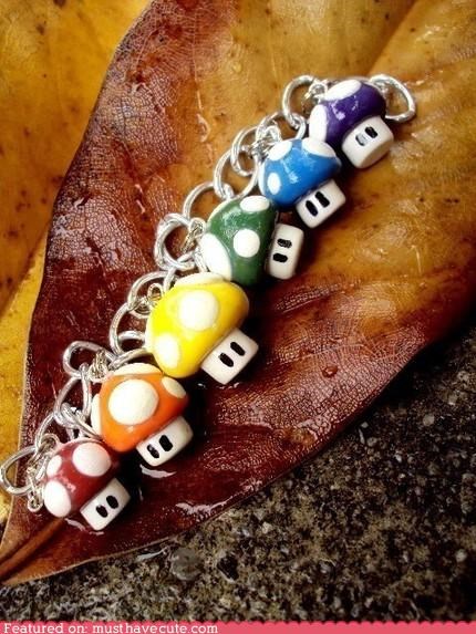 Rainbow Mushroom Charm Bracelet