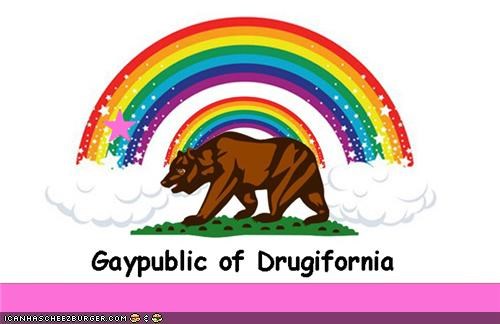 Double rainbow + Gay Bear Pink + Comic Sans = New Flag of California