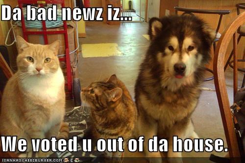 Da bad newz iz...  We voted u out of da house.