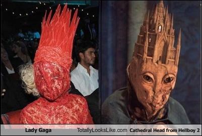 Lady Gaga Totally Looks Like Cathedral Head from Hellboy 2