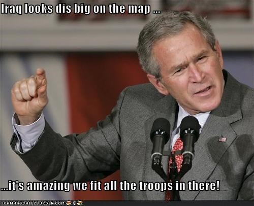 Iraq looks dis big on the map ...  ...it's amazing we fit all the troops in there!