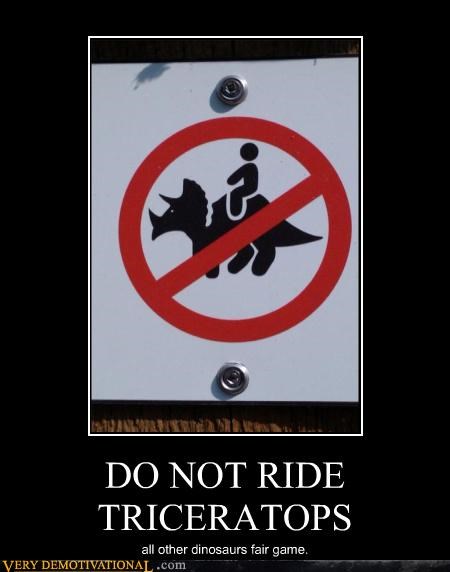DO NOT RIDE TRICERATOPS