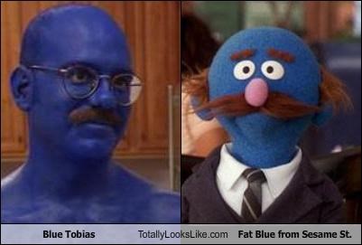 Blue Tobias Totally Looks Like Fat Blue from Sesame St.
