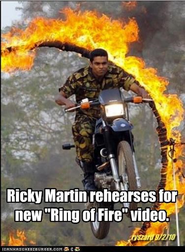 Ricky Martin rehearses for new "Ring of Fire" video.