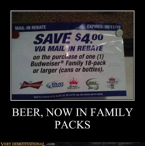 BEER, NOW IN FAMILY PACKS