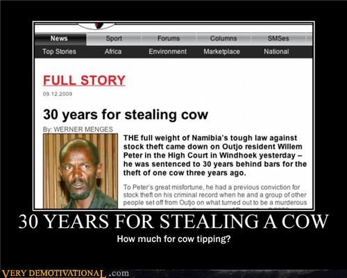 30 YEARS FOR STEALING A COW