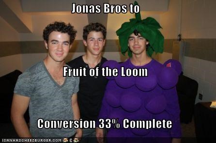 Jonas Bros to  Fruit of the Loom  Conversion 33% Complete