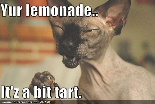 Yur lemonade..  It'z a bit tart.