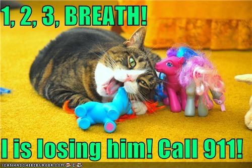 1, 2, 3, BREATH!  I is losing him! Call 911!